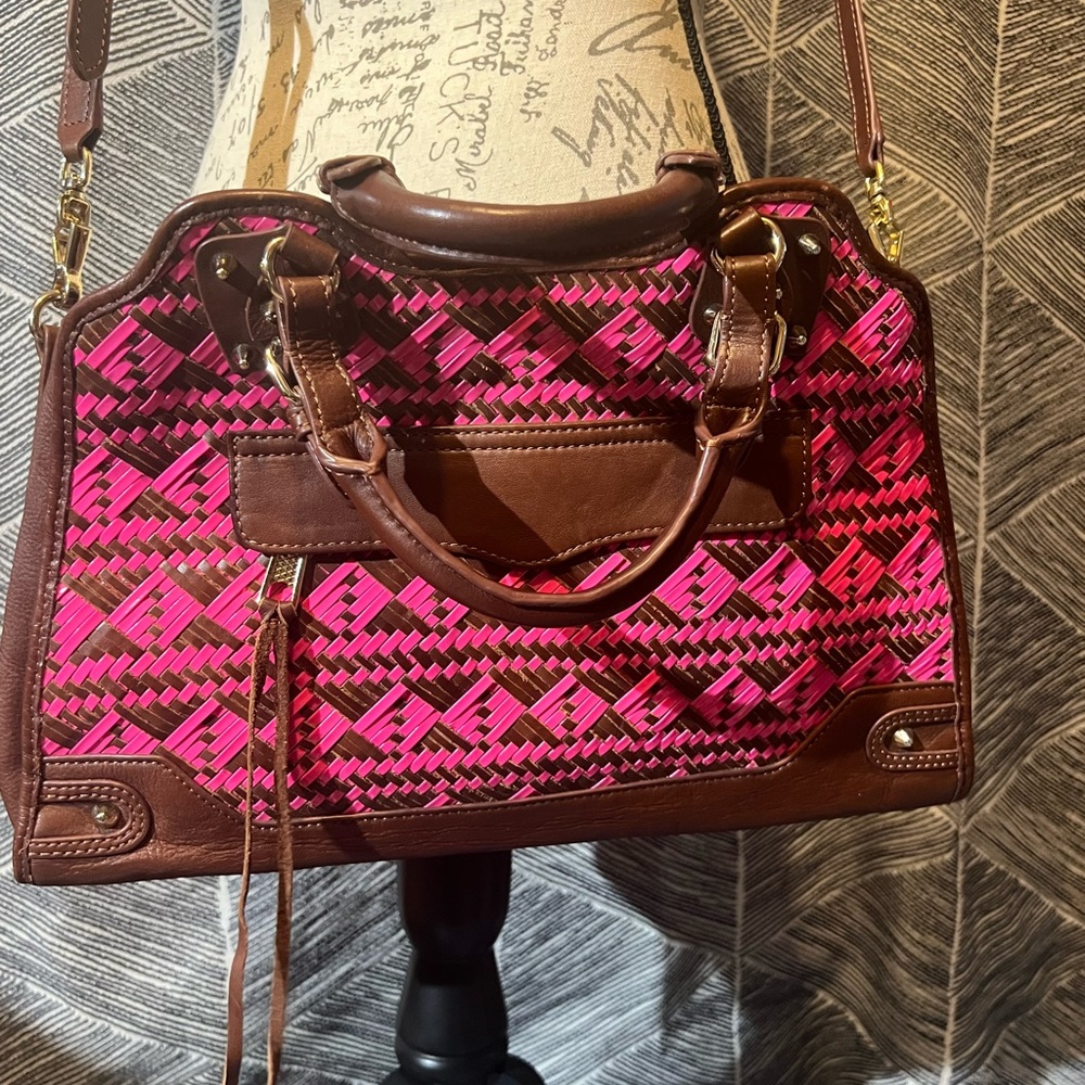 Rebecca Minkoff Brown & Pink Woven HangBag
